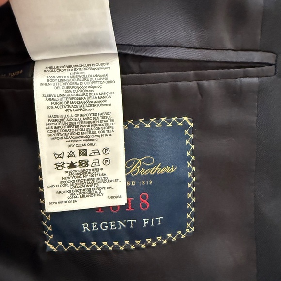 Brooks Brothers Estrato Togna Wool Dark Navy Blazer Suit Jacket Mens 40L Regent - Picture 12 of 14